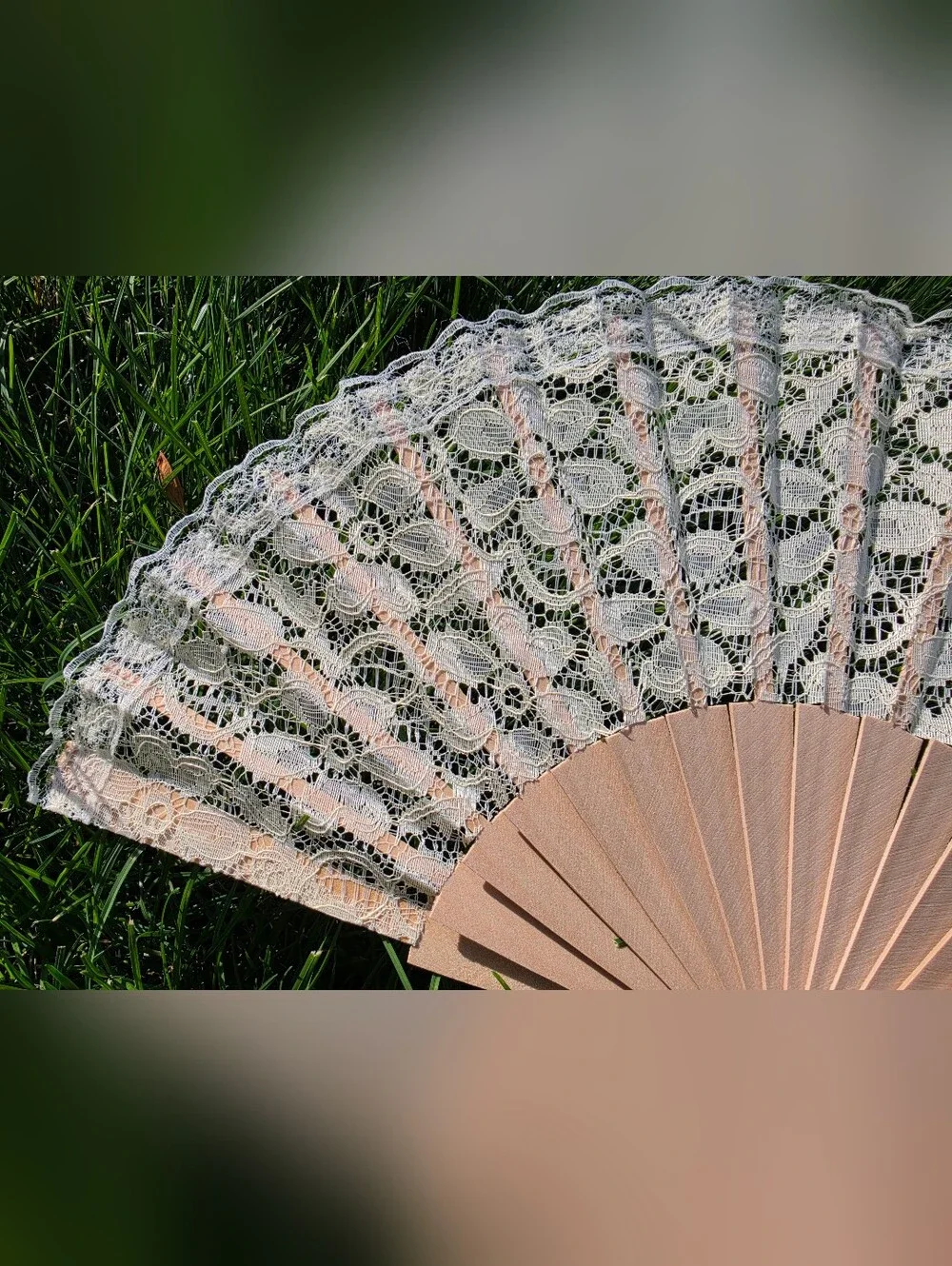Ivory Beige Lace Fans for Wedding Ceremony